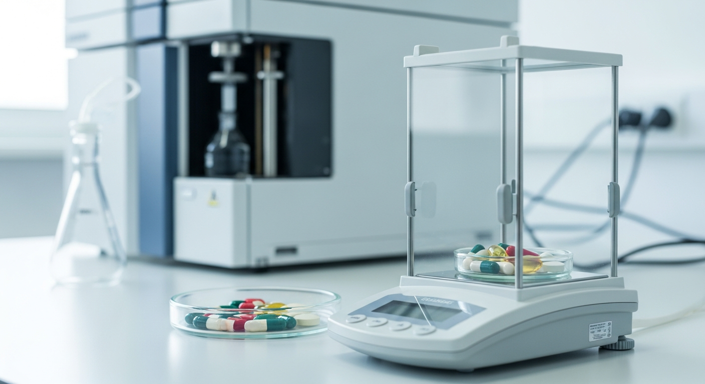 NEM Laboranalyse – Kapseln auf Analysewaage